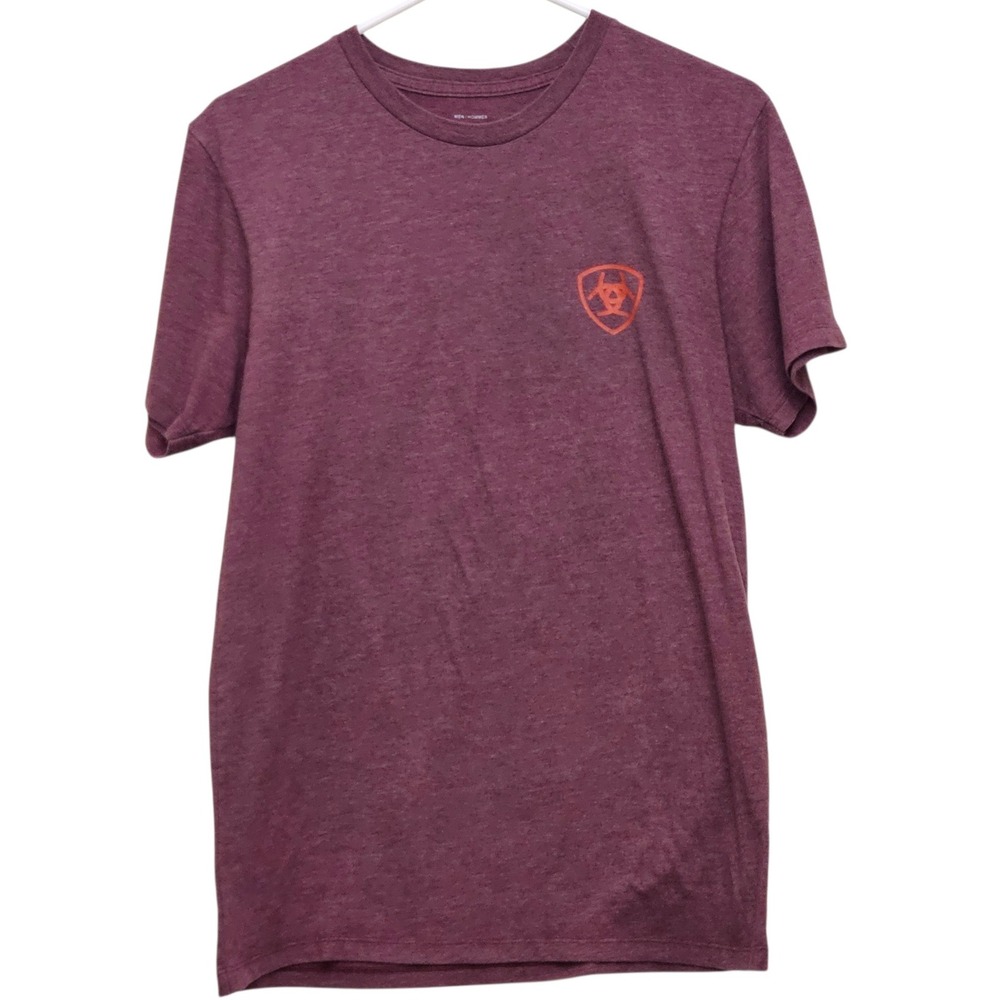 Ariat Mens Short Sleeve T‎ Shirt Burgundy Graphic Logo Size M